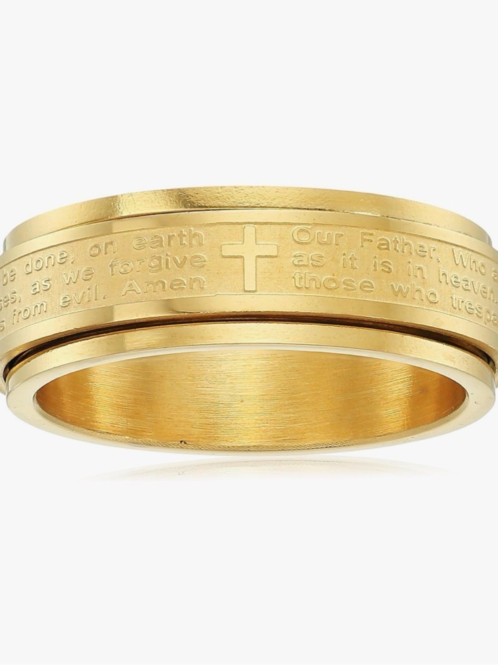 Steeltime Men's 18k Gold Plated The Lords Prayer Spinner Band Ring Size 10